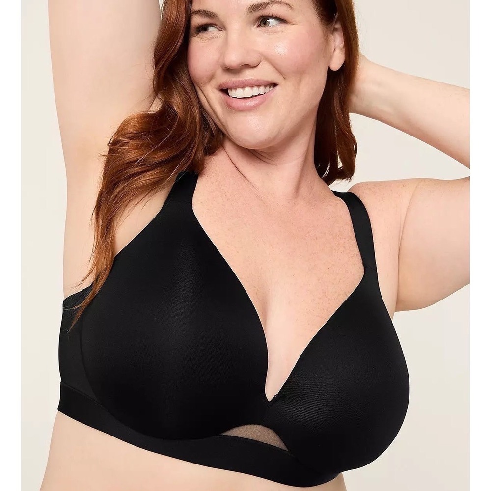 Cacique Comfort Bliss Plunge Black Lightly Lined Full Coverage Wireless Bra 40F
